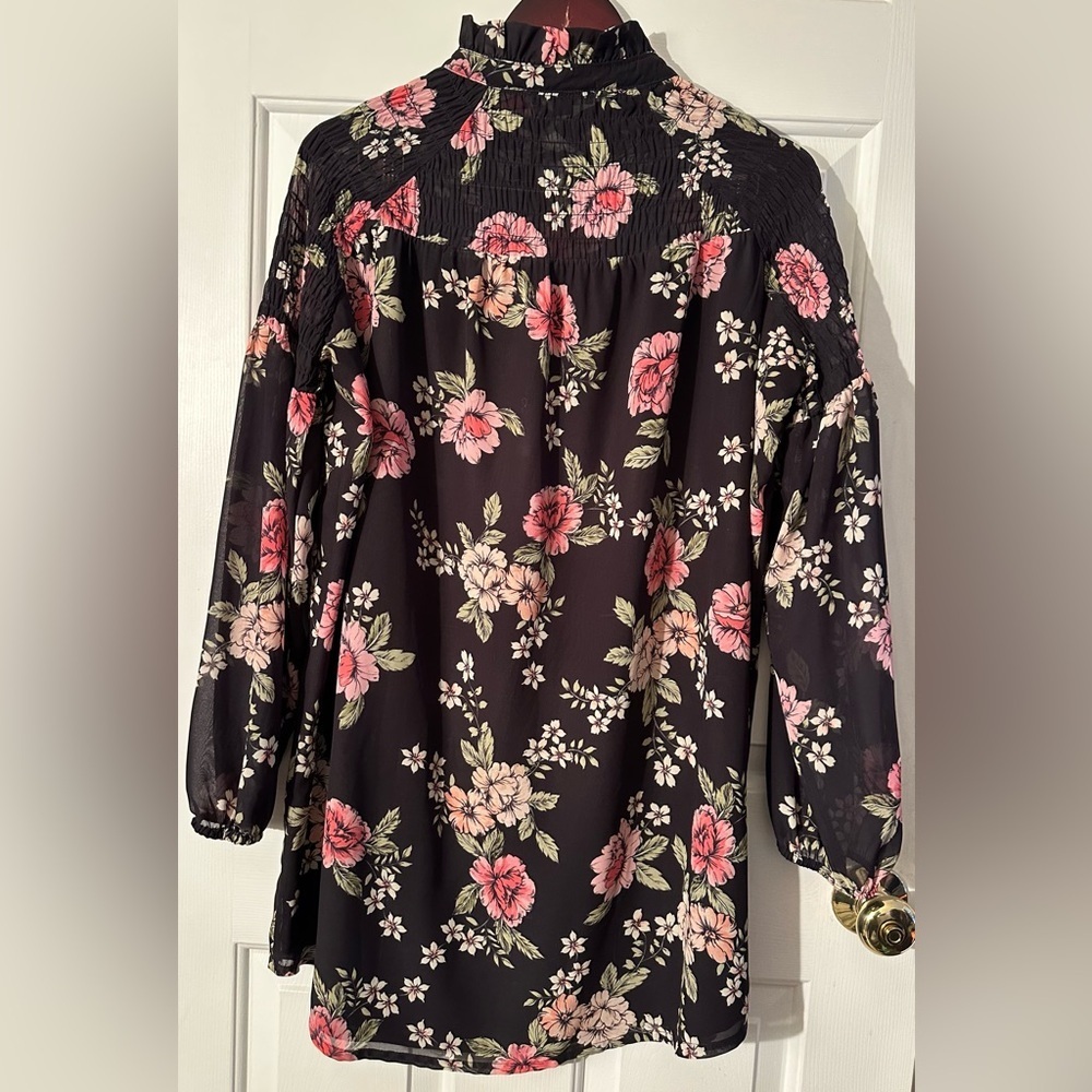 YUMI KIM Anthro ASTORIA XLP Petite Feminine Romantic Dress Floral Smocked Black - Picture 5 of 16